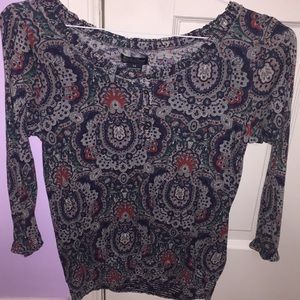 Patterned Button Up Blouse